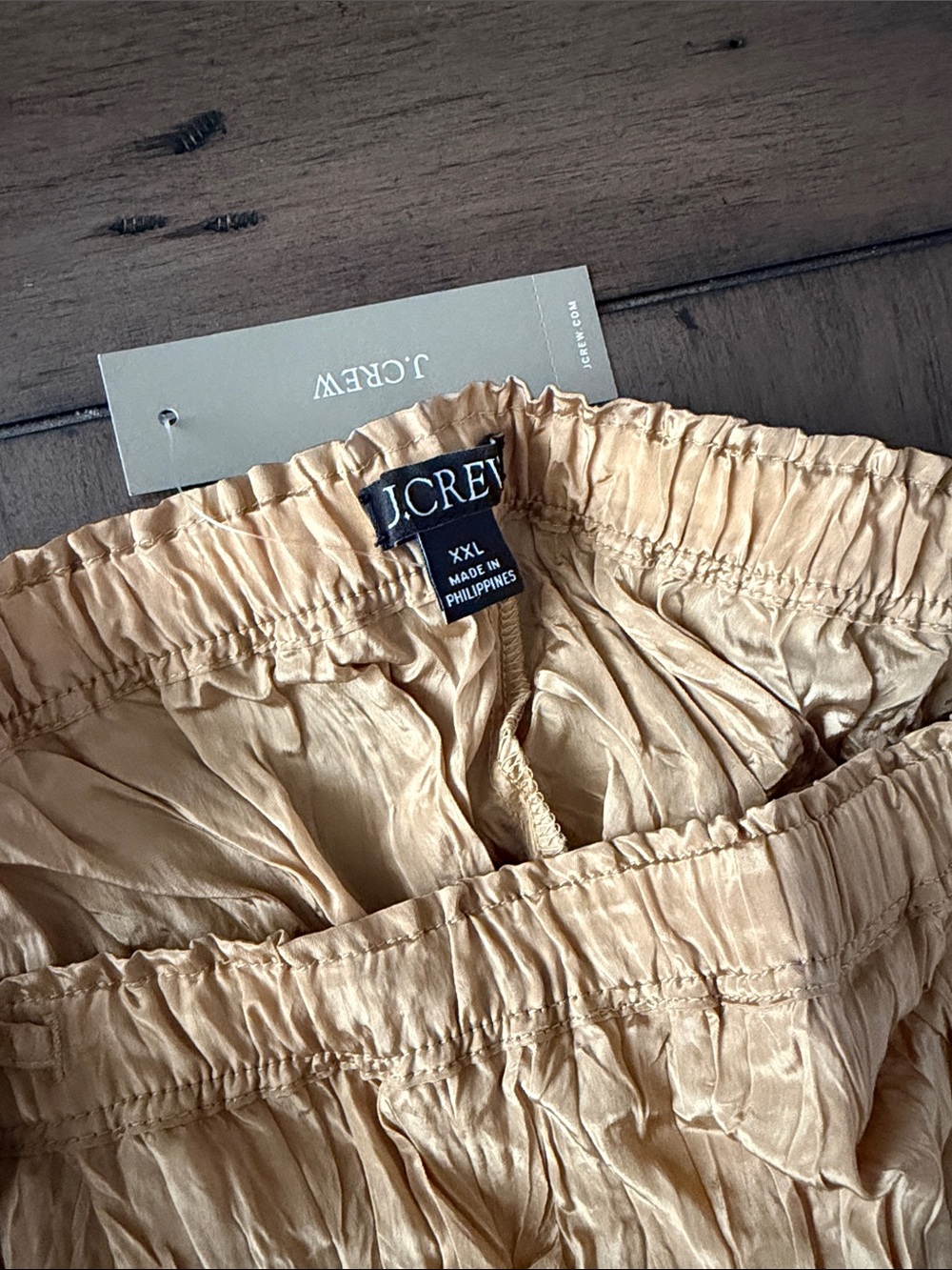 NWT J Crew New Soleil pant in crinkled viscose blend Honey Brown #327 - Picture 7 of 12